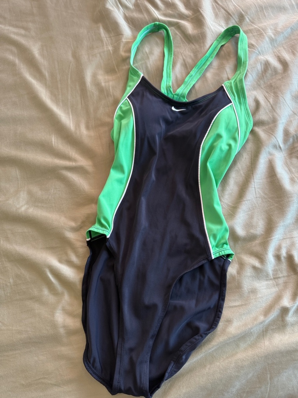 Nike Black One-Piece Swimsuit with Green Panels